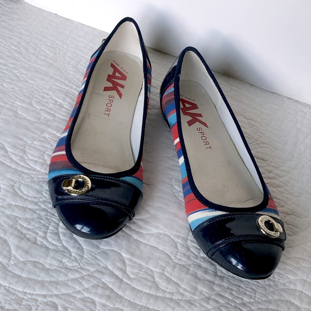 Anne Klein Akazi Navy Blue Striped Flats